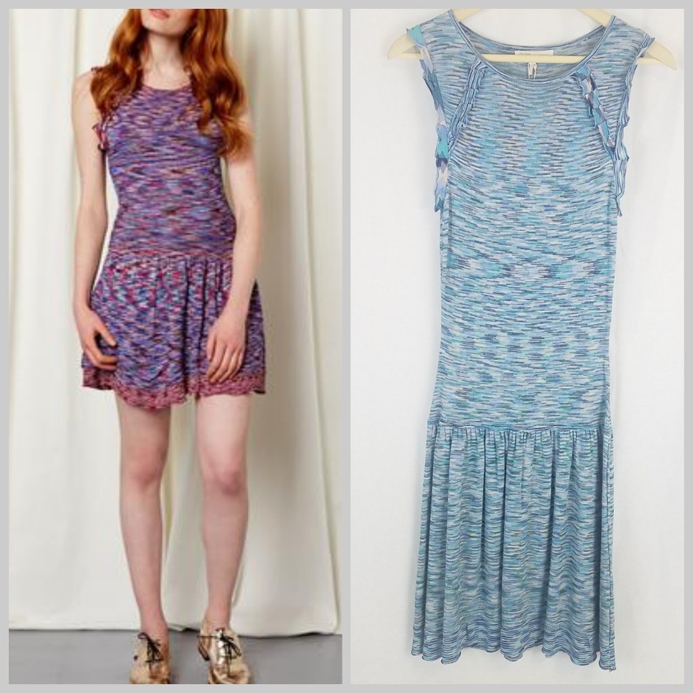 Maje Blue Stretchy Mandala Dress NWT